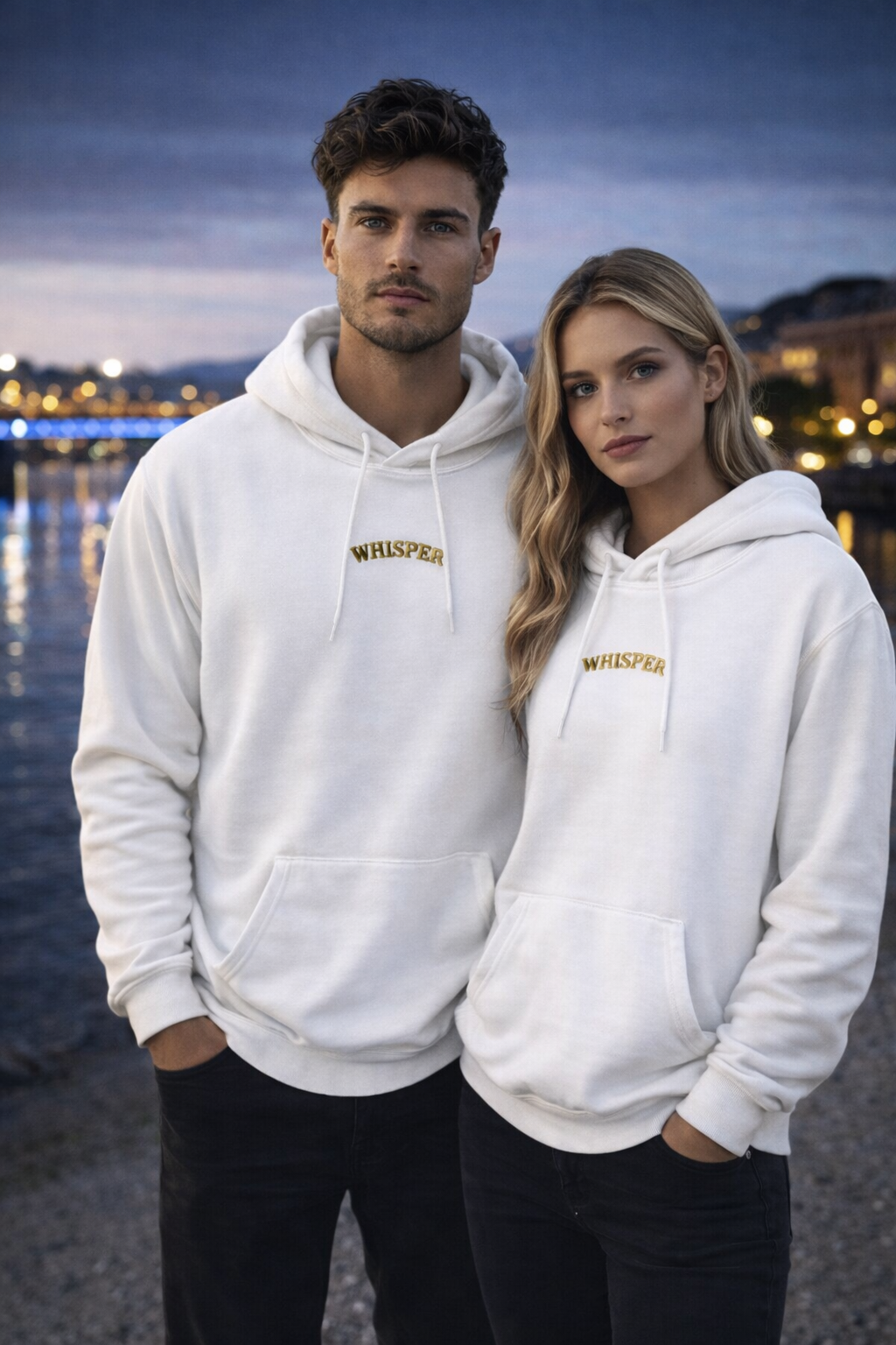 Classic Unisex Pullover Hoodie |WHISPER White bestickt