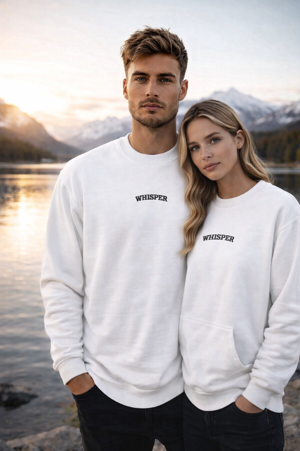 Classic Unisex Sweatshirt |WHISPER White bestickt